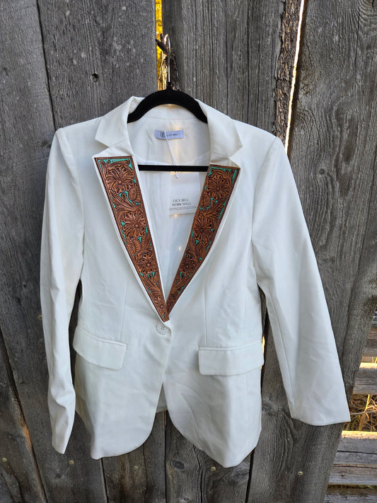 Tooled White Blazer